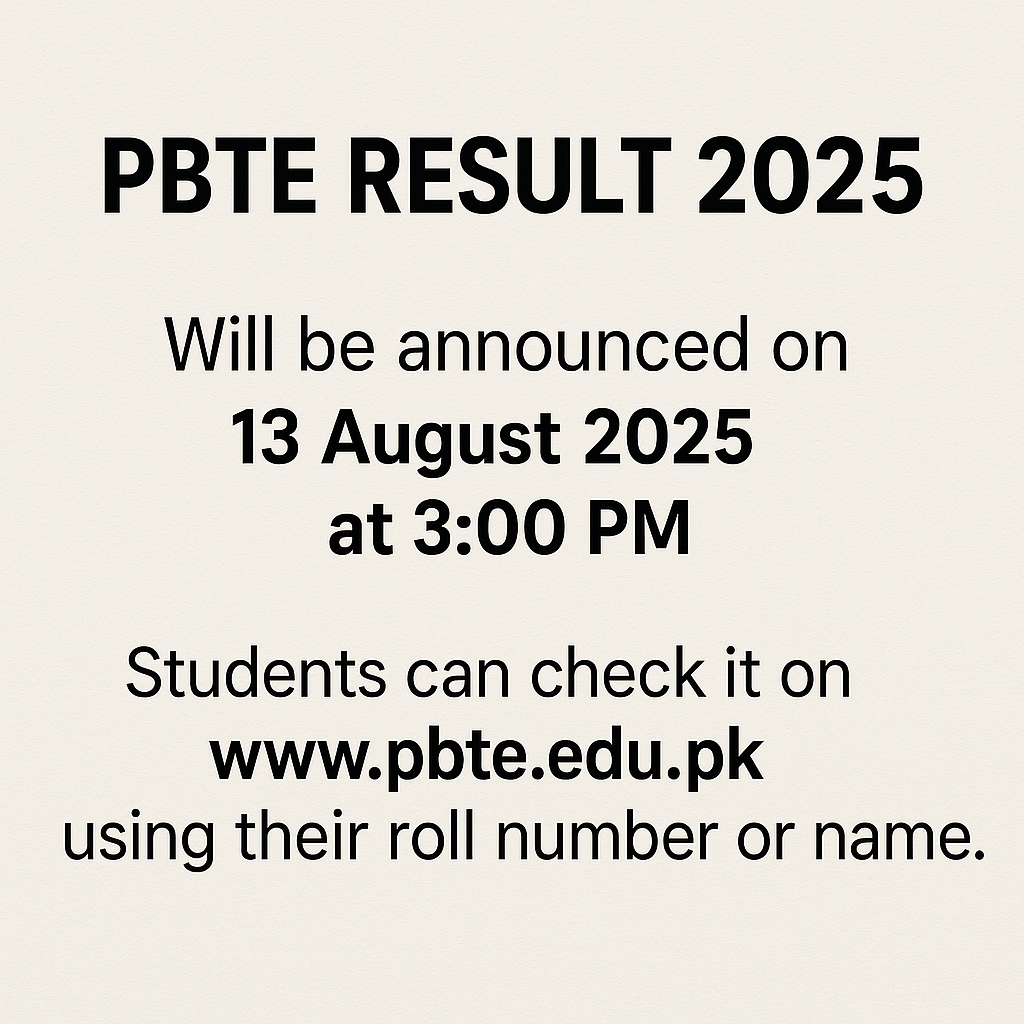 PBTE Result 2025 Date Announced Check @www.pbte.edu.pk